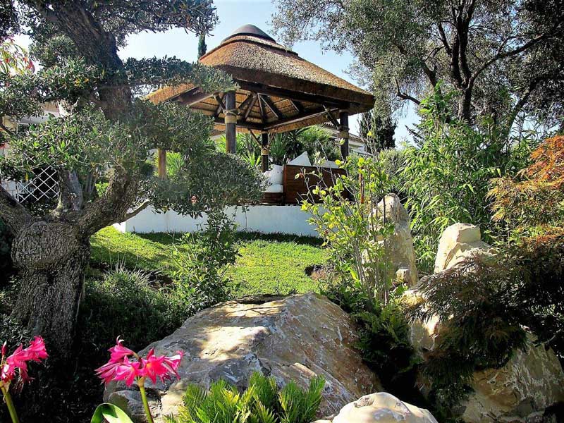 Katsura collaboration design thatched gazebo in garden landscape
