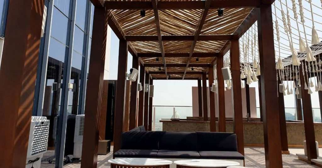 Taj Jumeirah teak square timber pergola