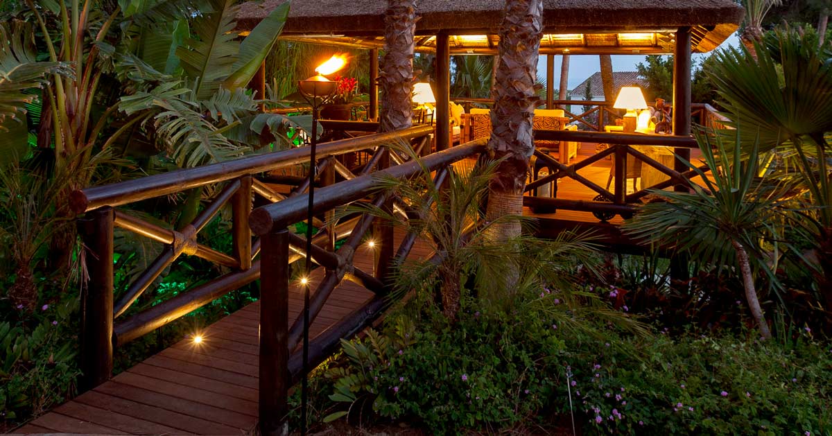Timber construction balustrades with decked walkway