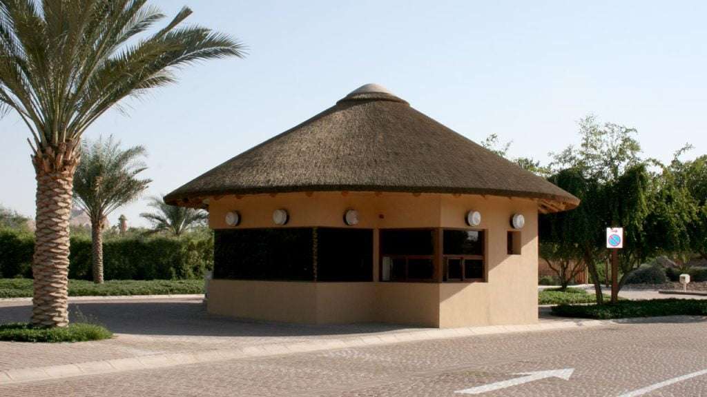 Al Ain Zoo thatched entrance building