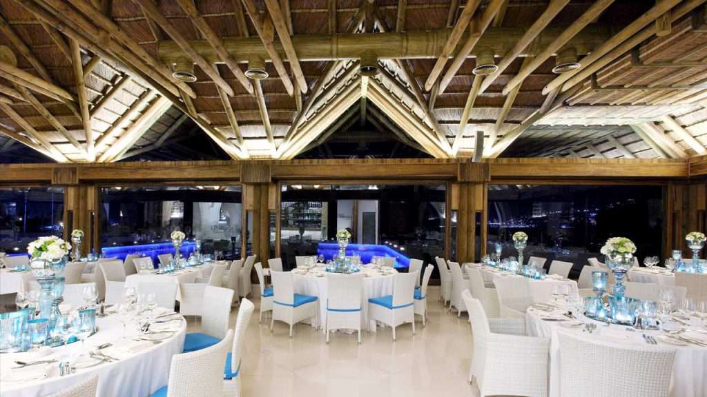 Table fine restaurant Jounieh thatched beach restaurant interior