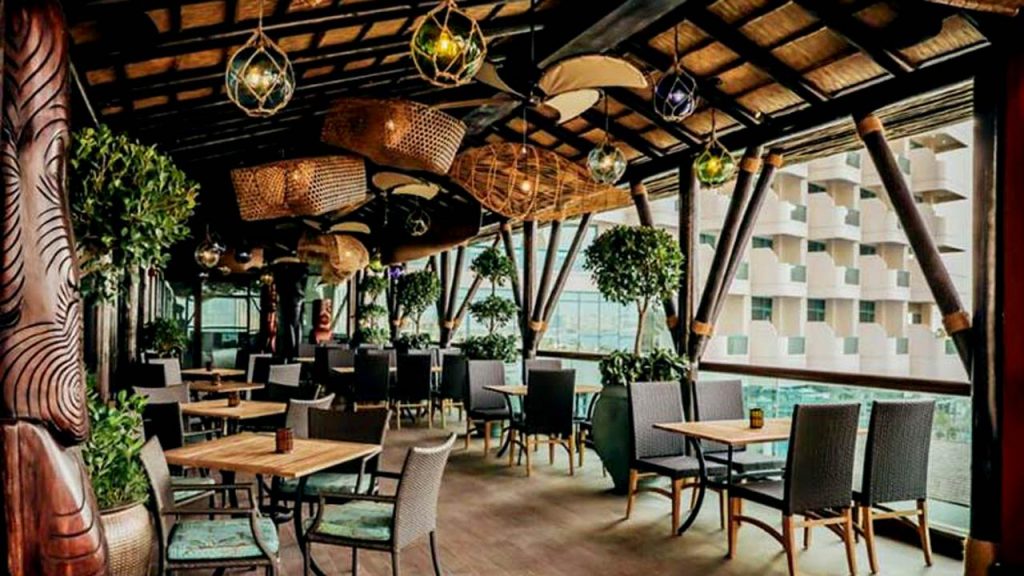 JBR thatched roof restaurant interior