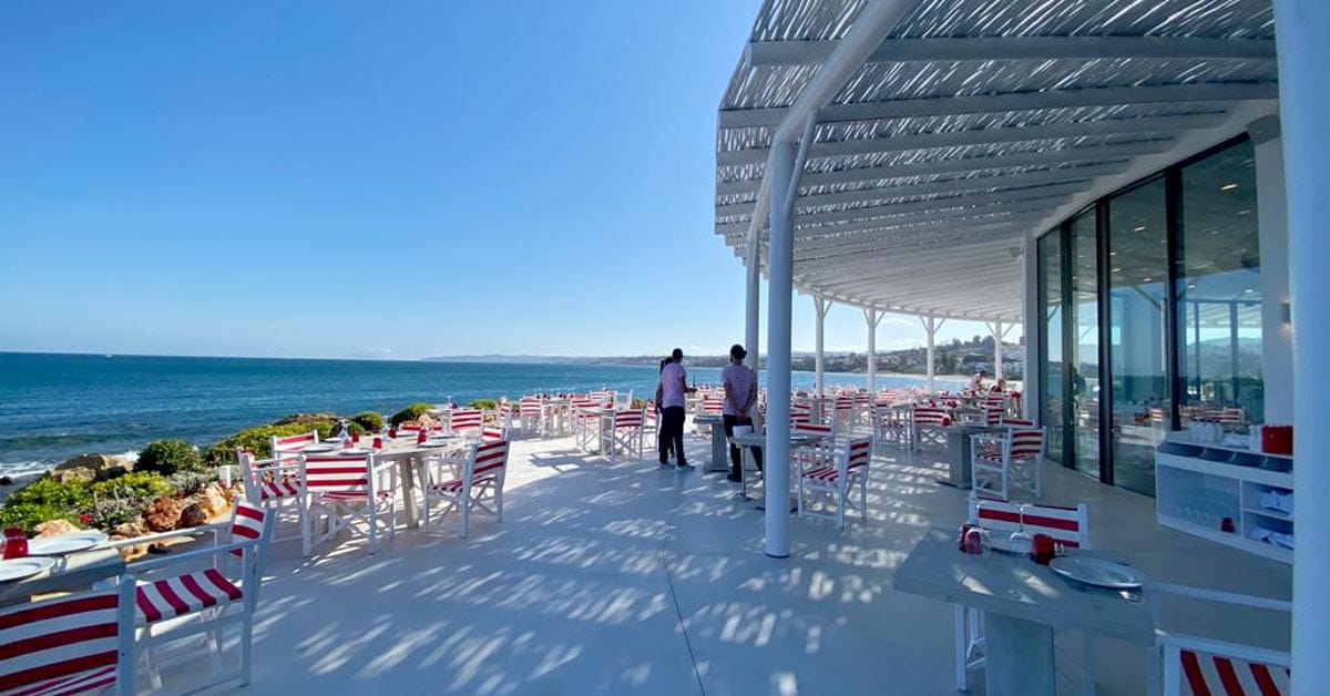 El Ancla terrace with a whitewash timber pergola