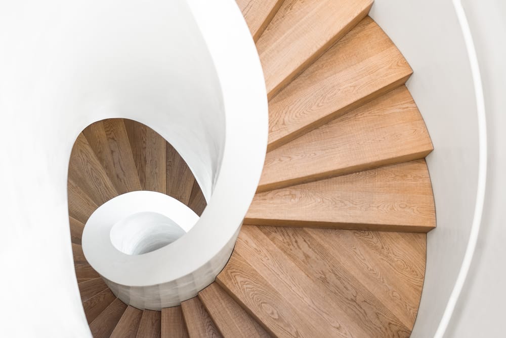 Spiral timber staircase