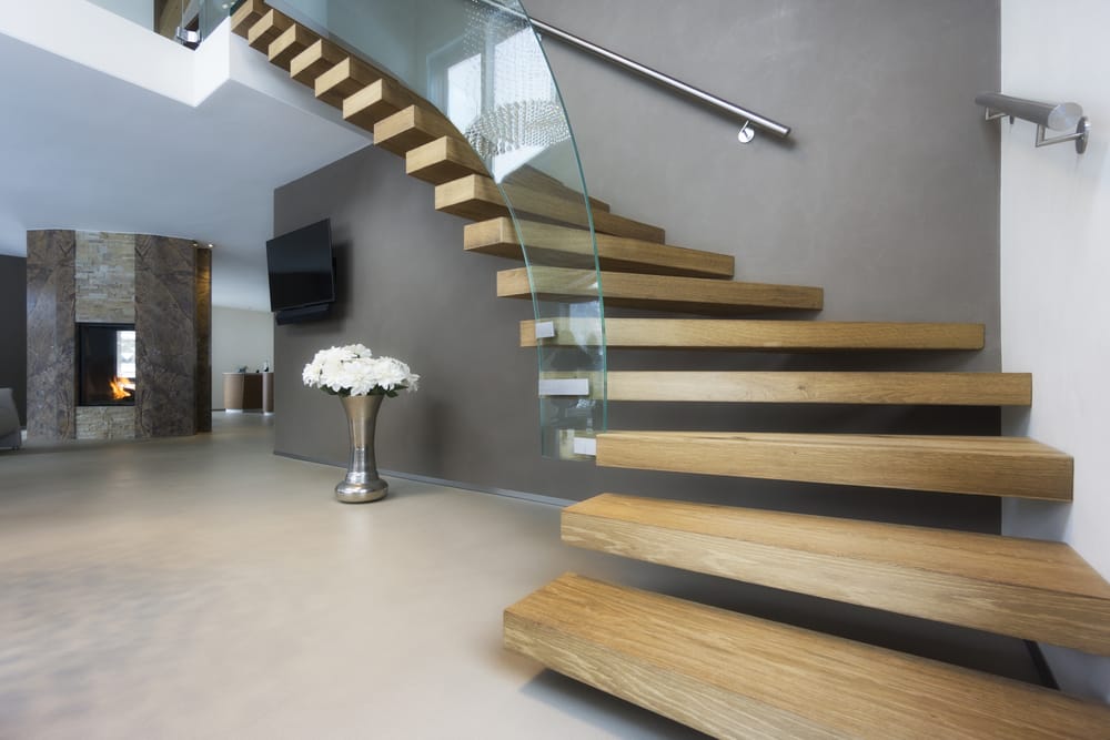 Floating wooden staircase
