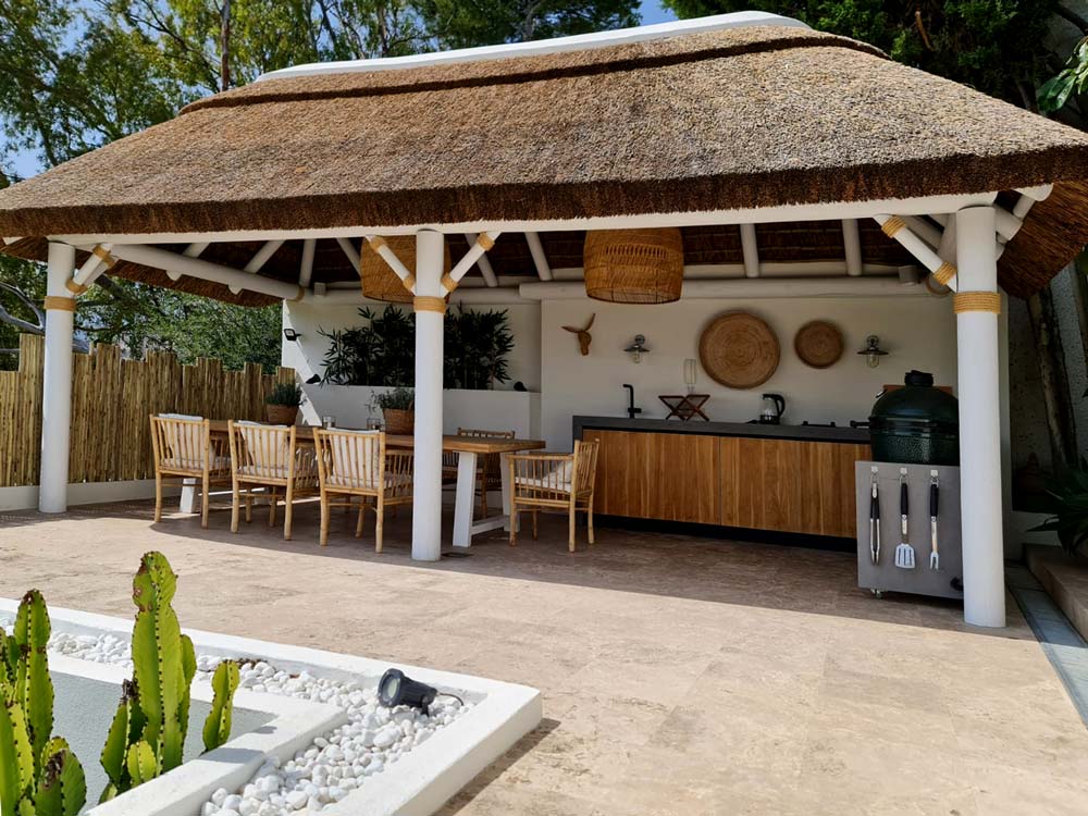 Cape Reed Thatched Gazebo with Boho Chic Whitewash Finish