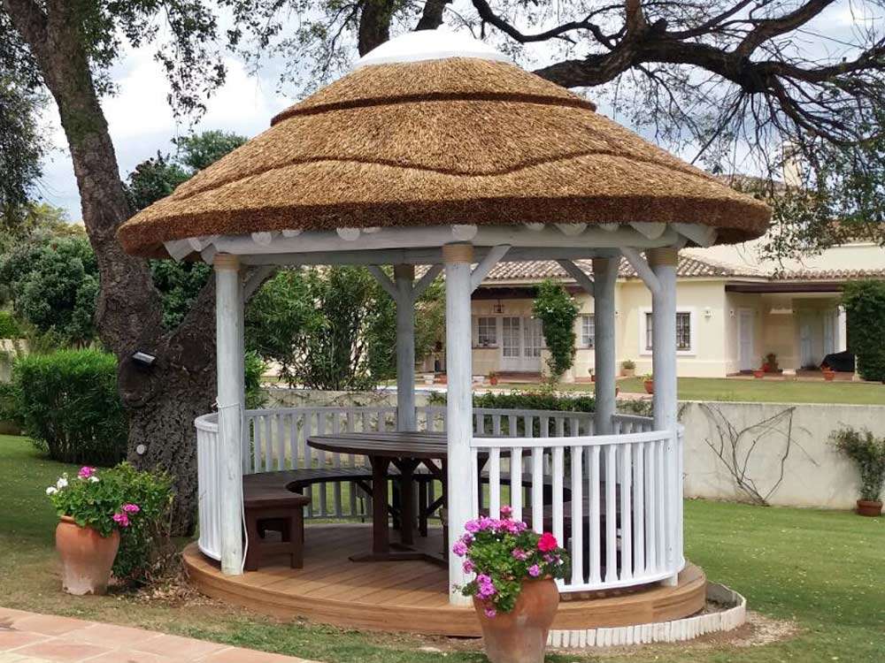 Charming Small Thatched Roof Nestled in Nature's Embrace