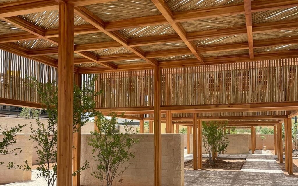 Cape Reed wooden pergolas at Misk School in Riyadh