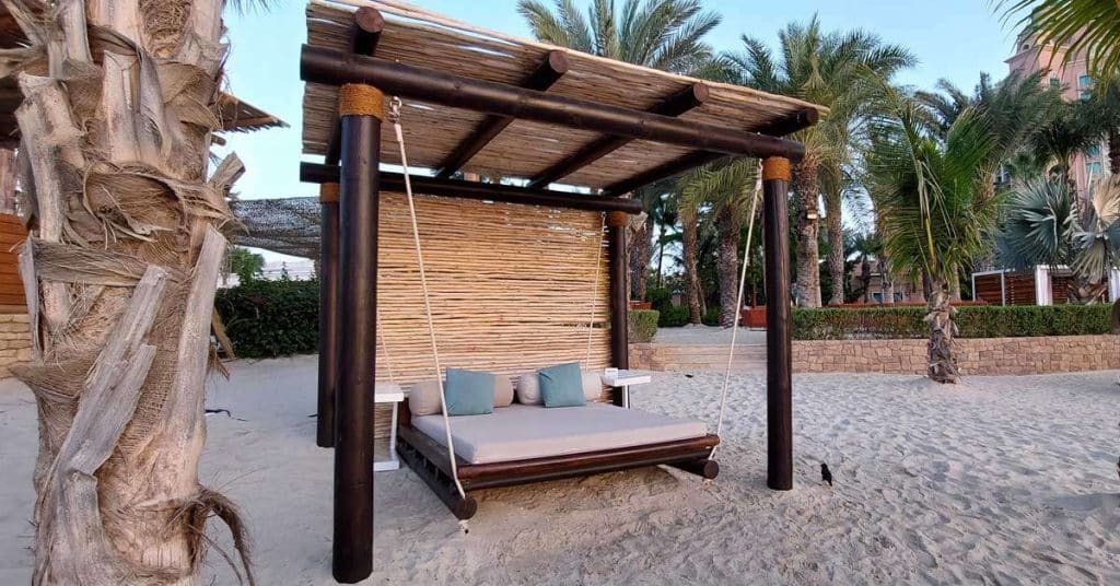 Relaxation Elevated – Experience the Ultimate Comfort on the Cape Reed Swinging Daybed at Atlantis, Dubai.